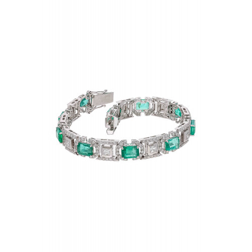 Natural Zambian Emerald Bracelet with Diamond and 18k Gold