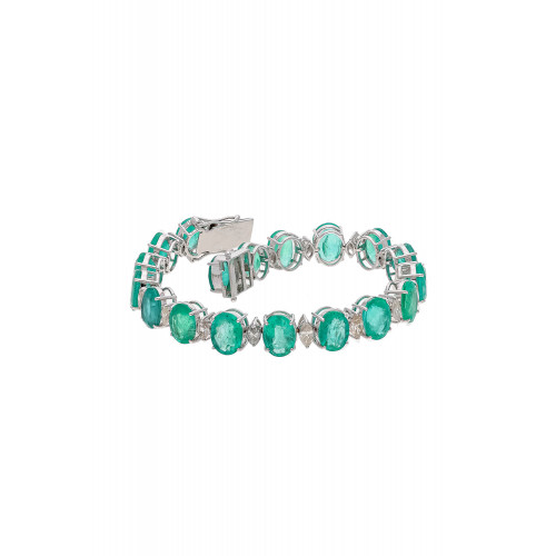 Natural Zambian Emerald Bracelet with Diamond and 18k Gold