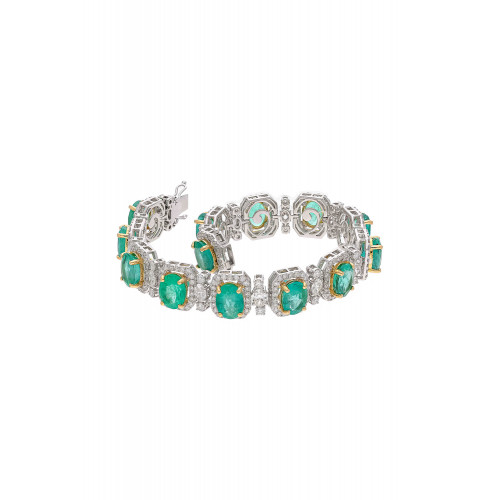 Natural Zambian Emerald Bracelet with Diamond and 18k Gold