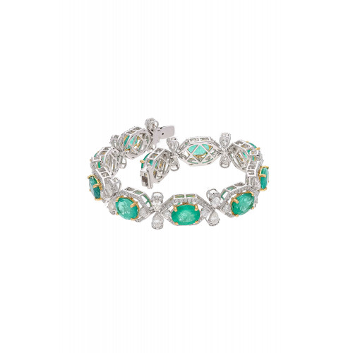 Natural Zambian Emerald Bracelet with Diamond and 18k Gold