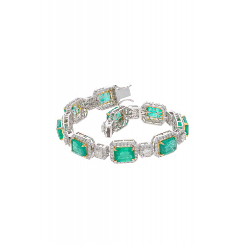 Natural Zambian Emerald Bracelet with Diamond and 18k Gold