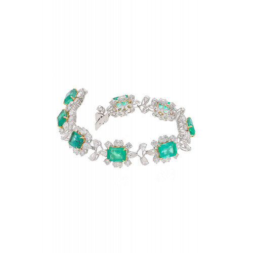 Natural Zambian Emerald Bracelet with Diamond and 18k Gold