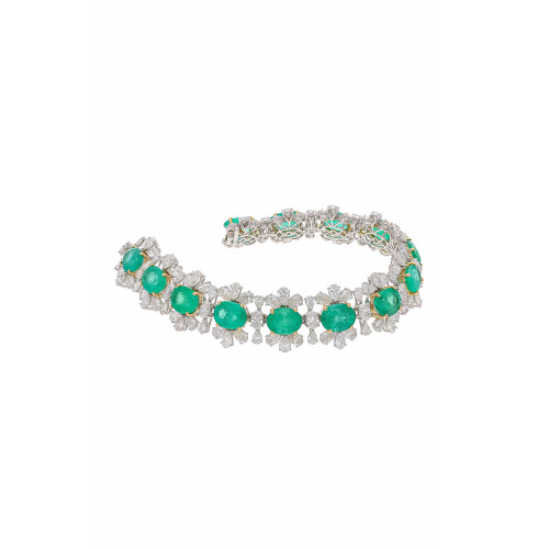 Natural Zambian Emerald Bracelet with Diamond and 18k Gold