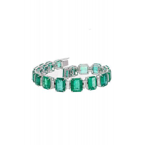 Natural Zambian Emerald Bracelet with Diamond and 18k Gold