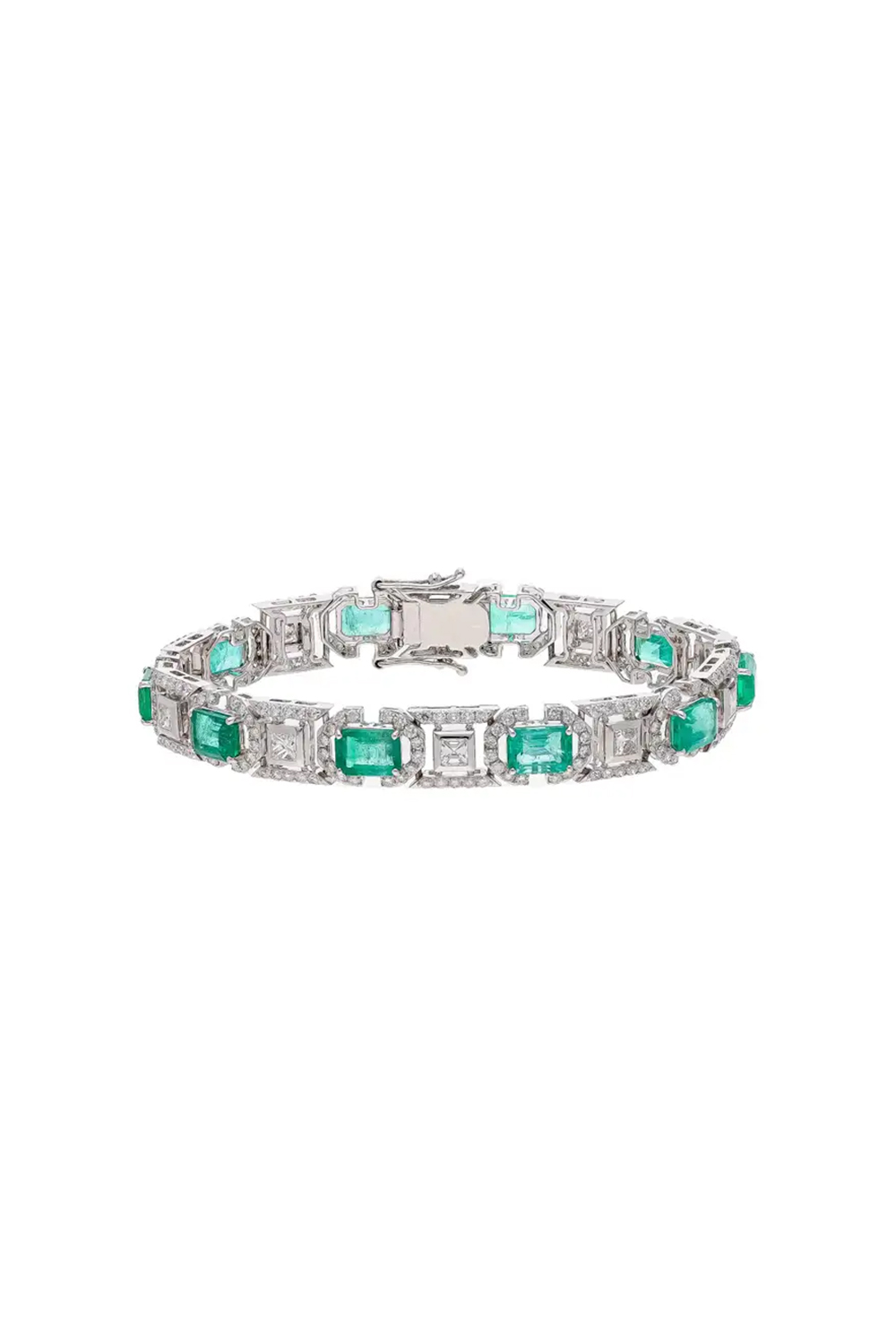 Natural Zambian Emerald Bracelet with Diamond and 18k Gold