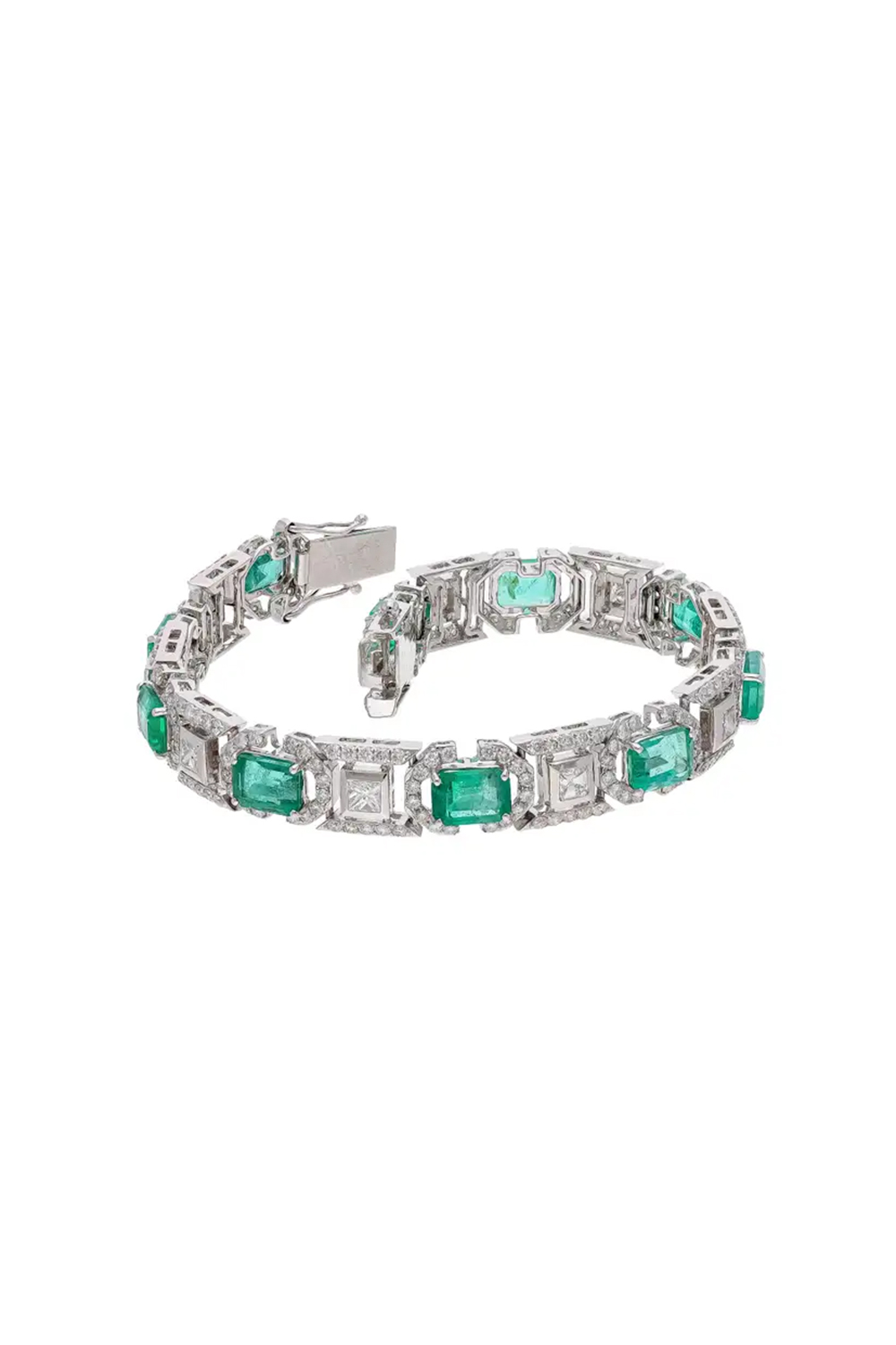 Natural Zambian Emerald Bracelet with Diamond and 18k Gold