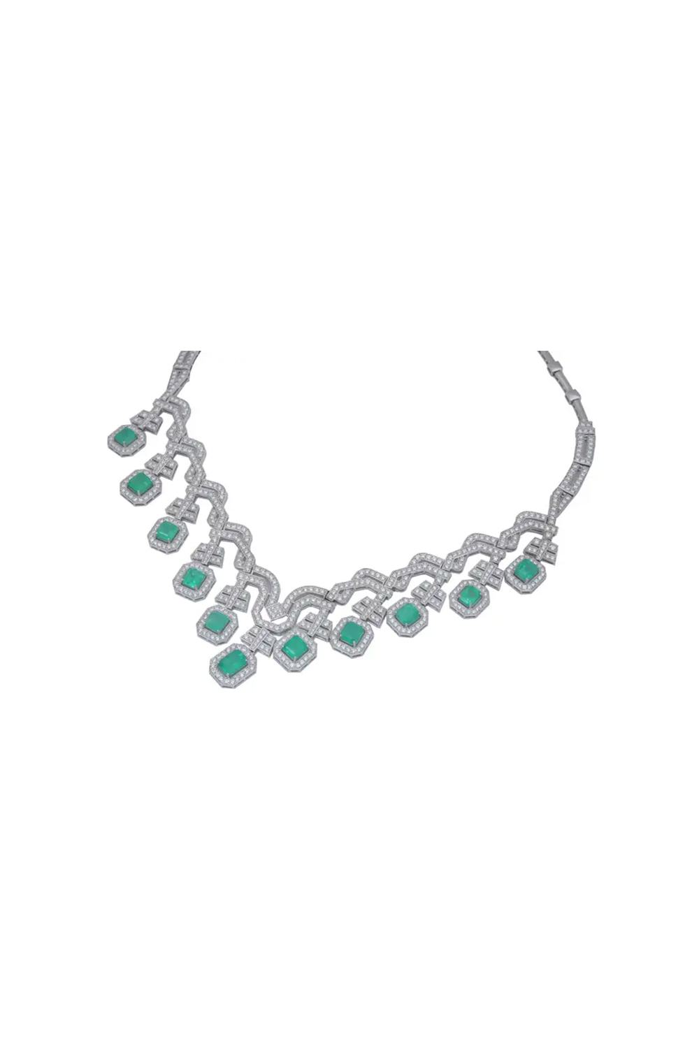 Natural Emerald Necklace with 13.81cts Diamond & 15.48cts Emerald