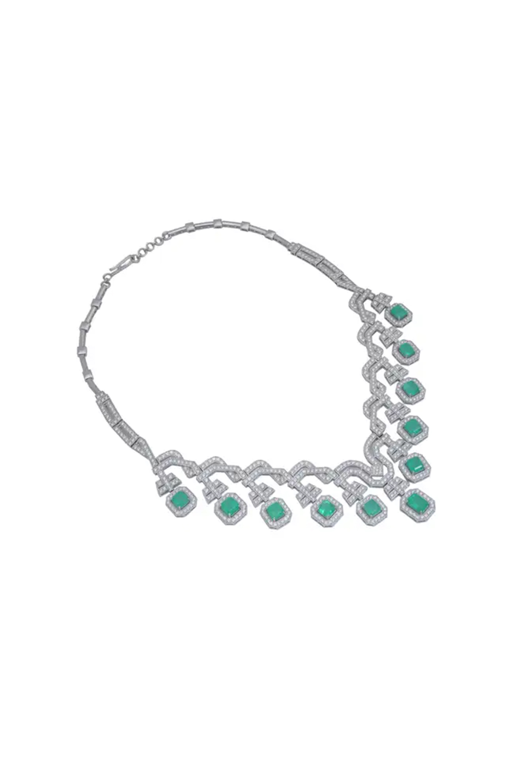 Natural Emerald Necklace with 13.81cts Diamond & 15.48cts Emerald