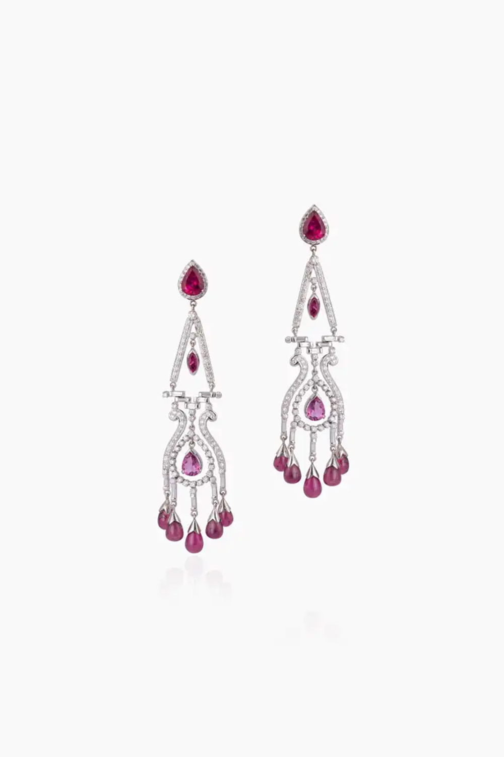 18k gold 2.69cts Diamond and 21.58cts Ruby Light Earring