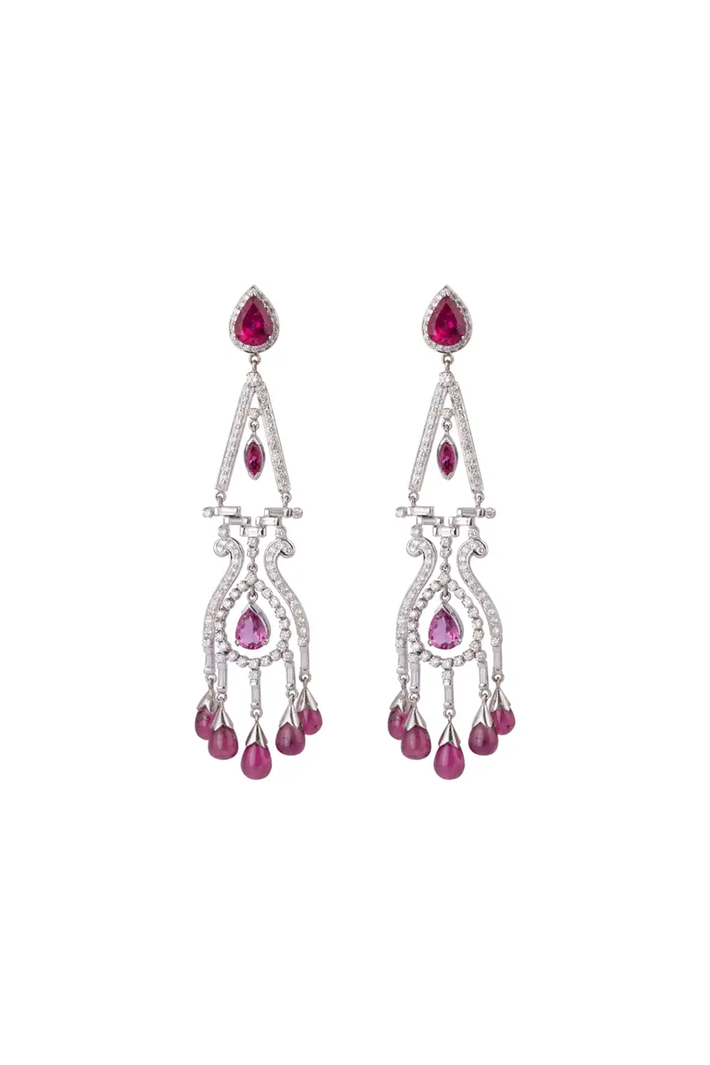 18k gold 2.69cts Diamond and 21.58cts Ruby Light Earring