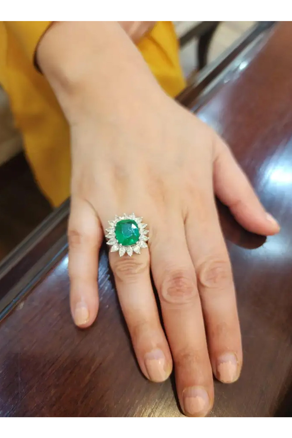 Natural Emerald Ring with 2.78 Ct Diamond & 4.83 Carat Emerald in 14k Gold