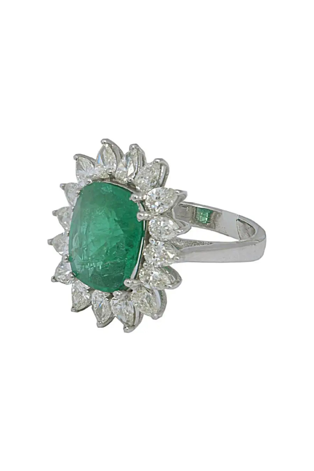 Natural Emerald Ring with 2.78 Ct Diamond & 4.83 Carat Emerald in 14k Gold