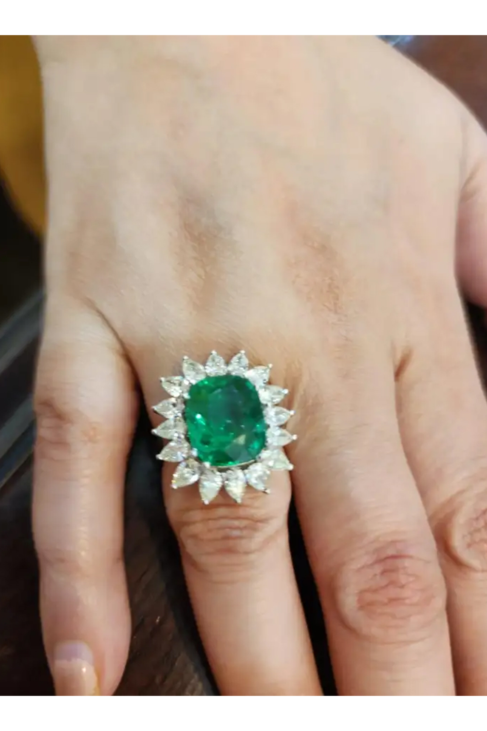 Natural Emerald Ring with 2.78 Ct Diamond & 4.83 Carat Emerald in 14k Gold