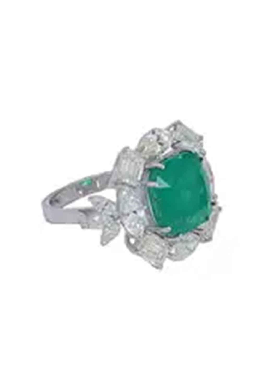 Natural Emerald Ring with 4.88 cts Diamond & 7.57 cts Emerald in 14k Gold