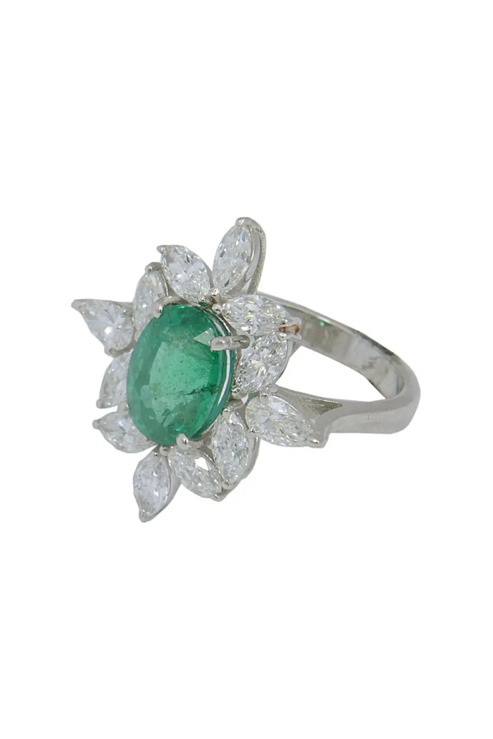 Natural Emerald Ring with 2.81 Carat Diamond & 2.91 Cts Emerald in 14k Gold