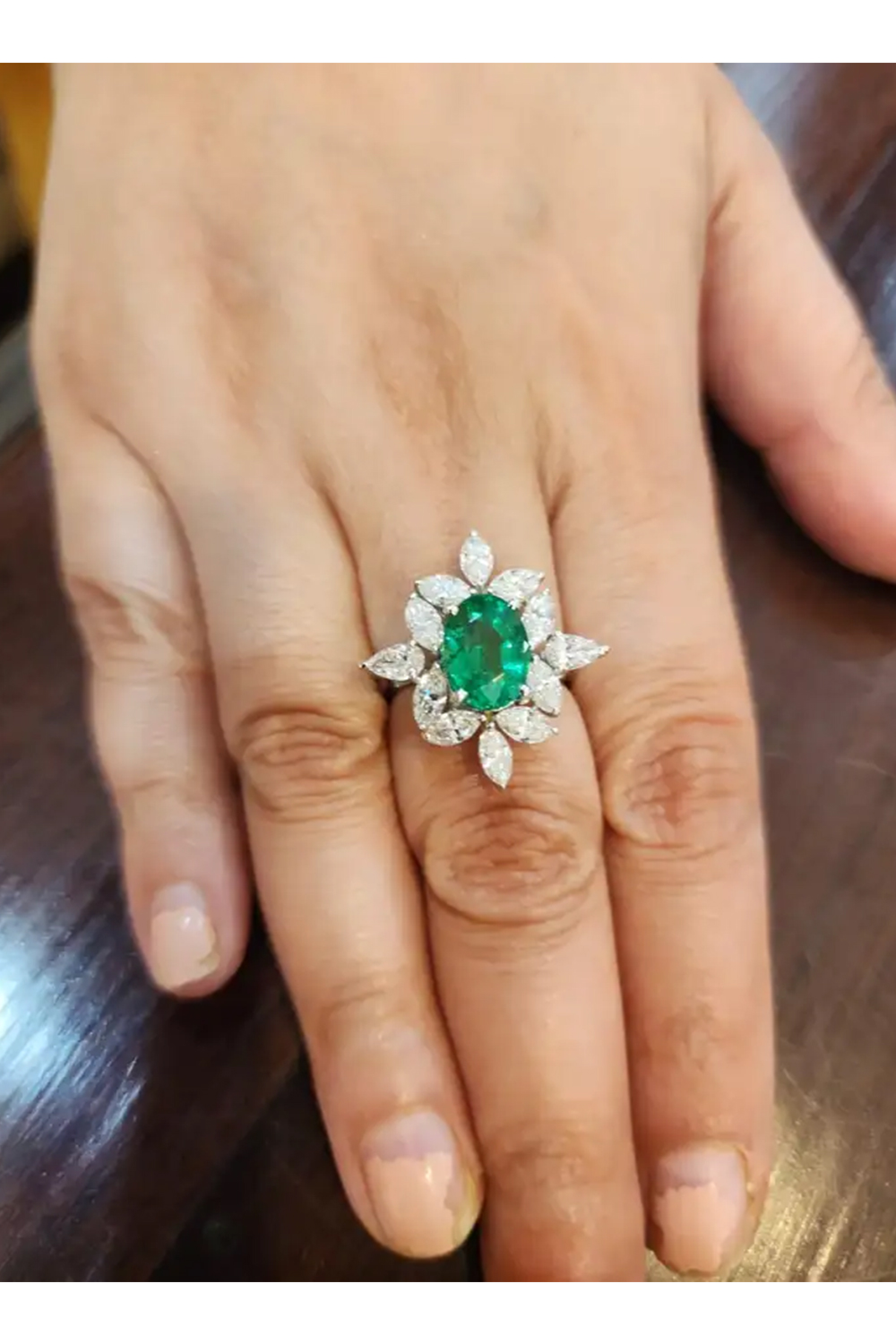 Natural Emerald Ring with 2.81 Carat Diamond & 2.91 Cts Emerald in 14k Gold