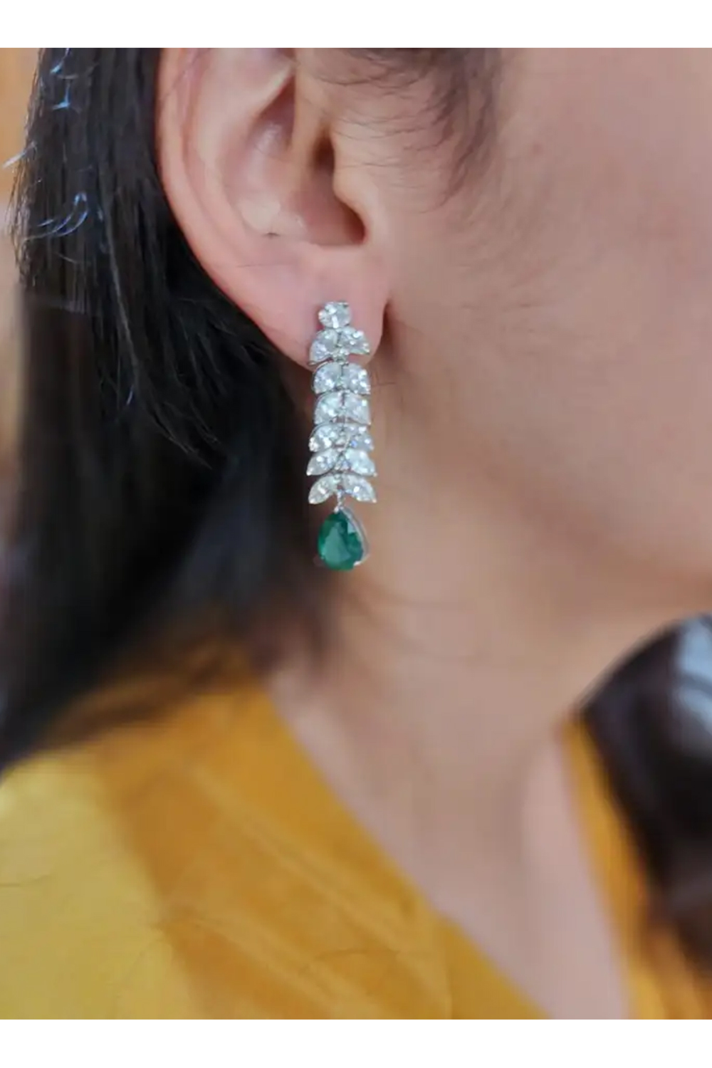 Natural Emerald Earring with 9.28 Cts Diamond & 5.87 Cts Emerald in 14k Gold