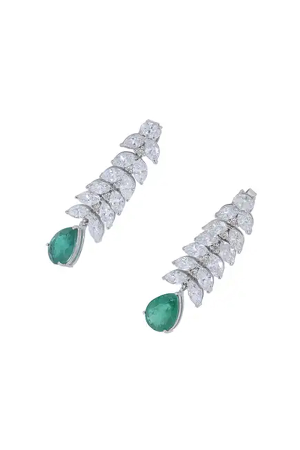 Natural Emerald Earring with 9.28 Cts Diamond & 5.87 Cts Emerald in 14k Gold