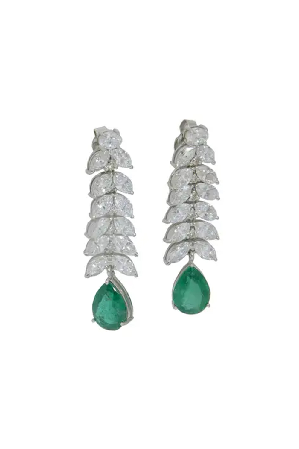 Natural Emerald Earring with 9.28 Cts Diamond & 5.87 Cts Emerald in 14k Gold