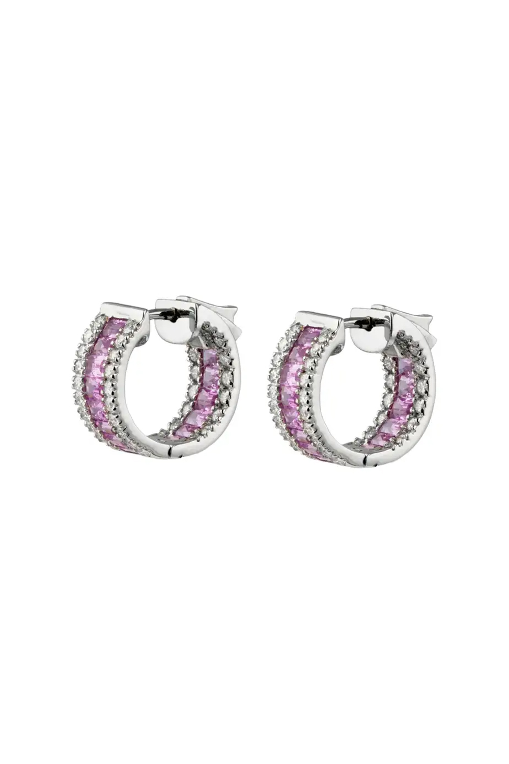 Natural Pink Sapphire 3.98cts & Diamond 0.96cts in 18k Gold 7.08gms Earring