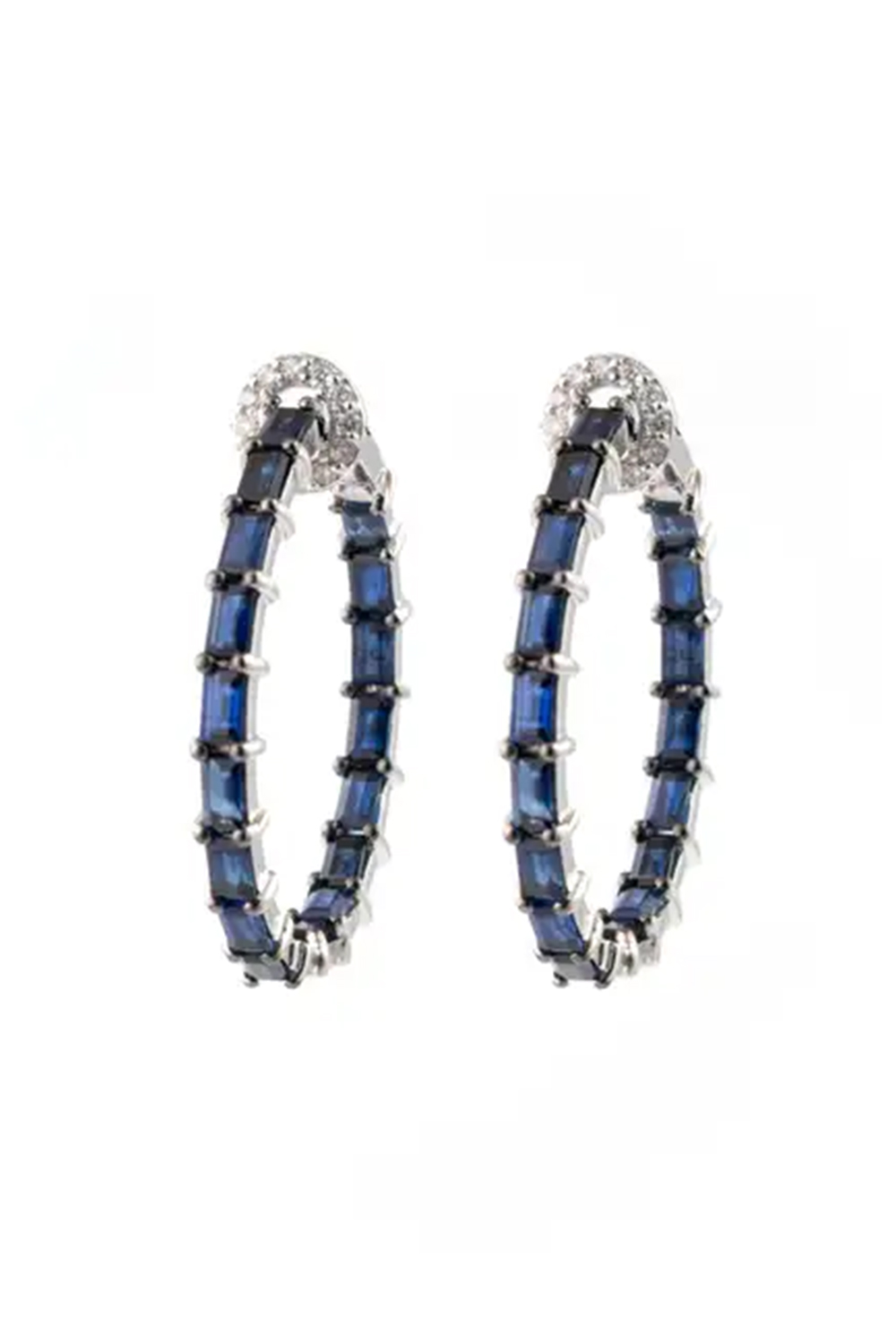 Natural Diamond 0.24cts & Blue Sapphire 8.46cts in 18k Gold 9.16gms Earring