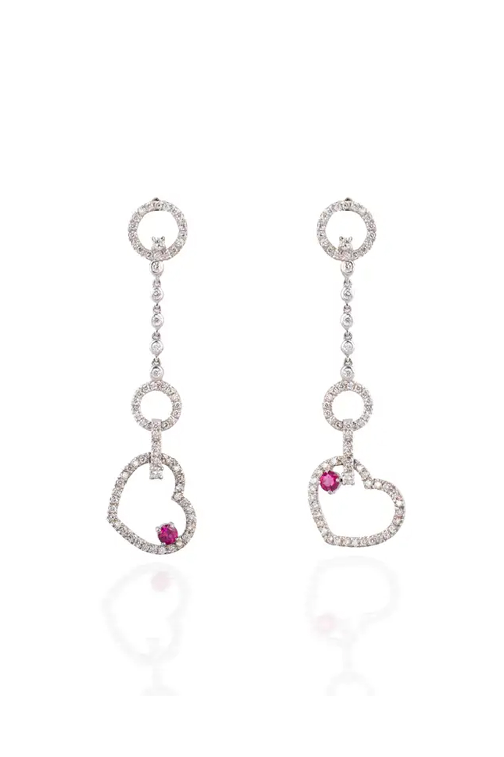 18k gold 1.52cts Diamond and 0.38cts Ruby Earring