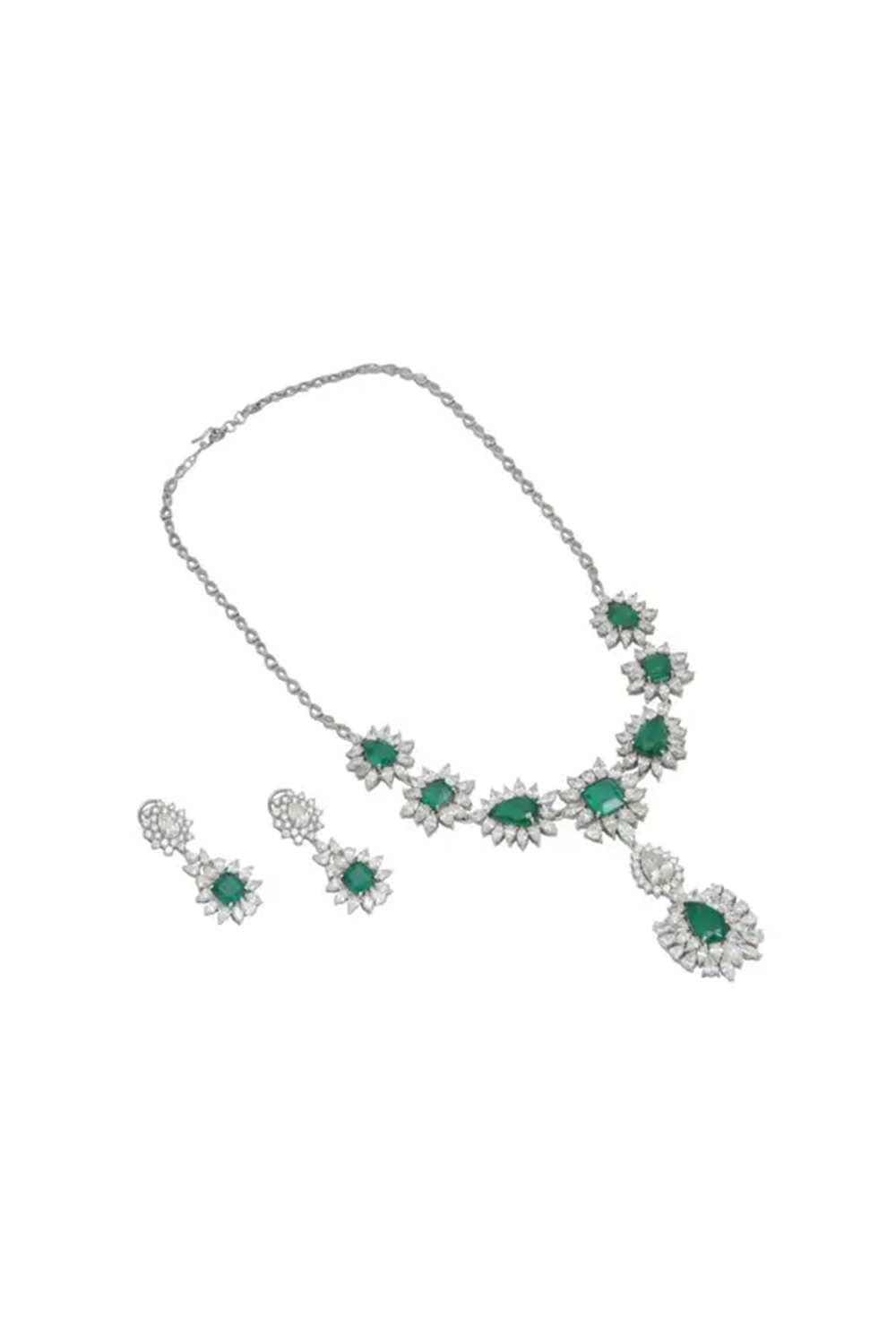 Natural emerald Necklace with 36.39 carats Diamond & 28.53 cts Emerald in 14k Gold
