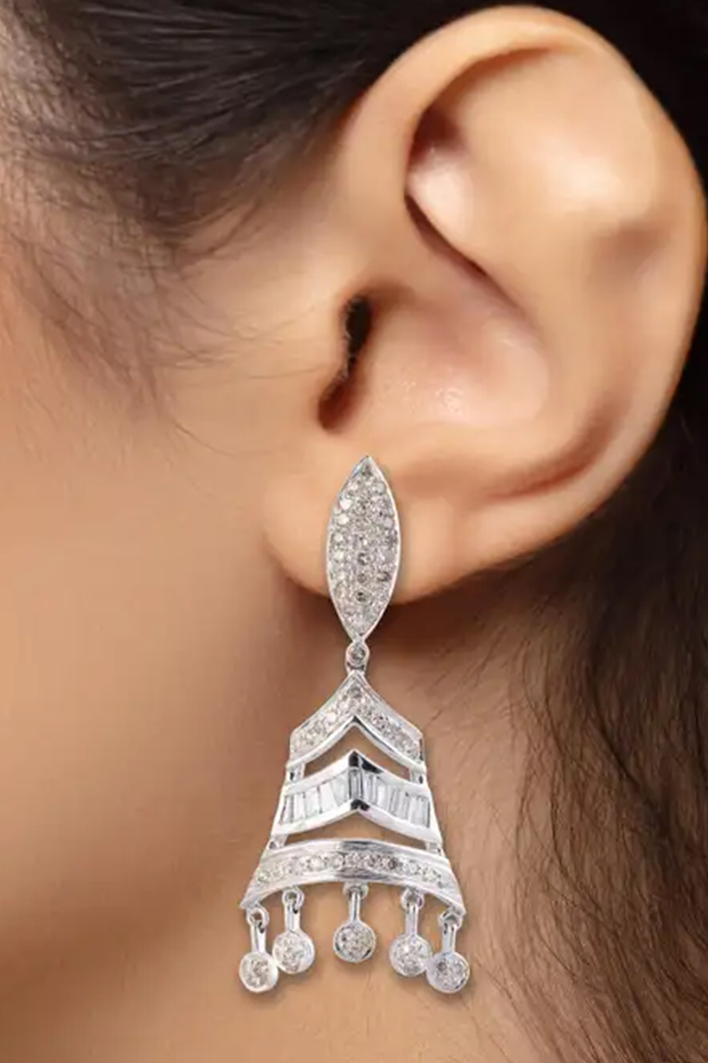 Natural Diamond 10.83cts in 18k Gold 29.43gms Earring