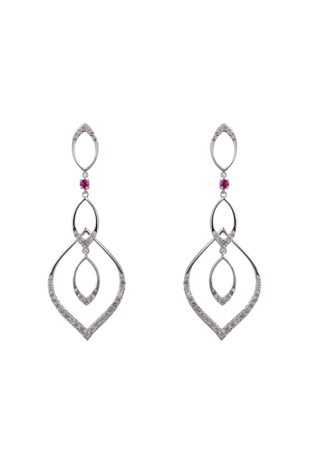 18k gold Diamond and Ruby Earring with 1.12 carats of diamonds