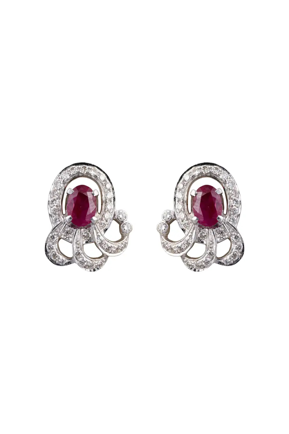 18k gold Diamond and Ruby Earring with 0.50 carats diamond and 1.35 carats ruby