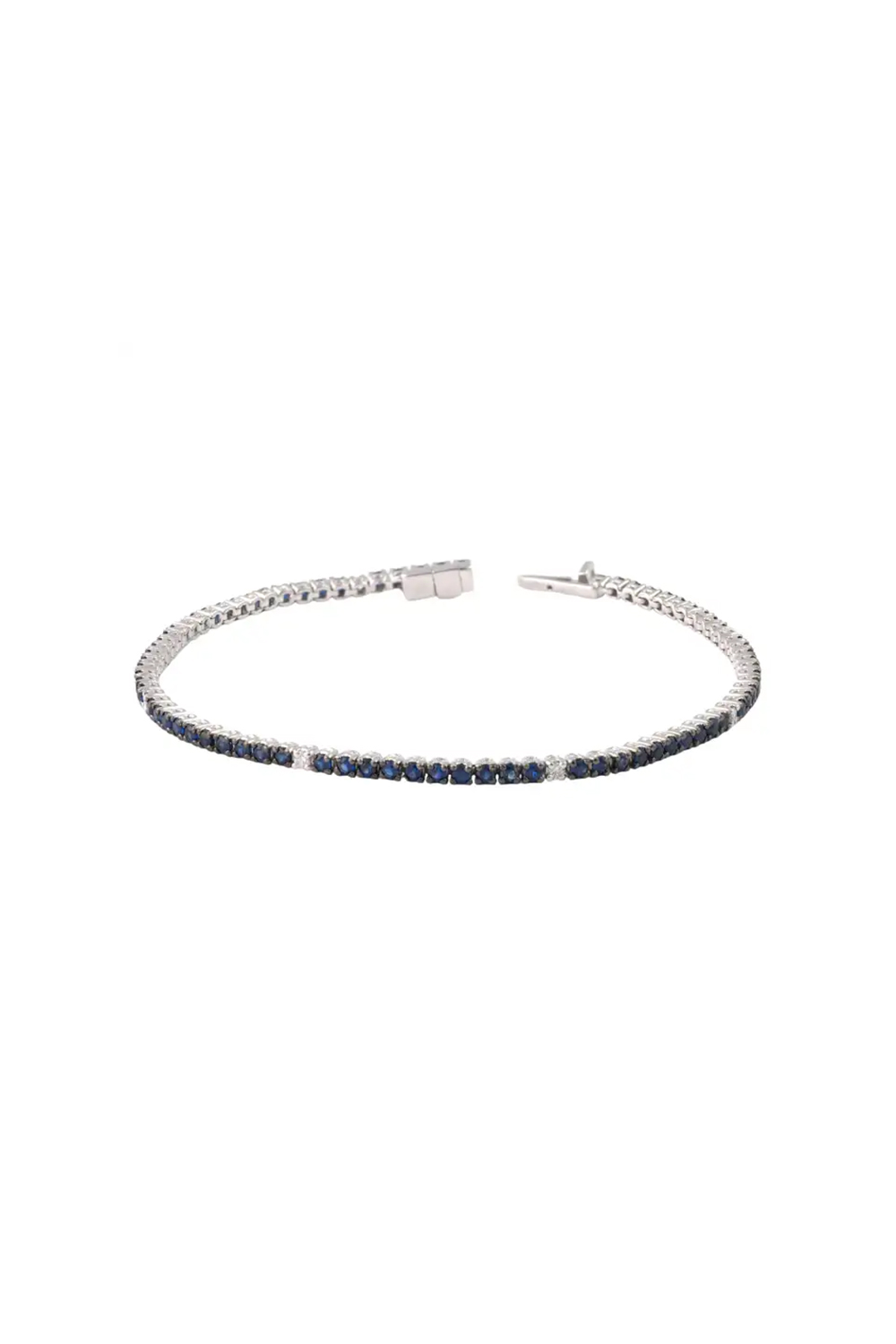 Natural Blue Sapphire 2.41cts & Diamond 0.15cts in 18k Gold 6.67 gms Tennis Bracelet