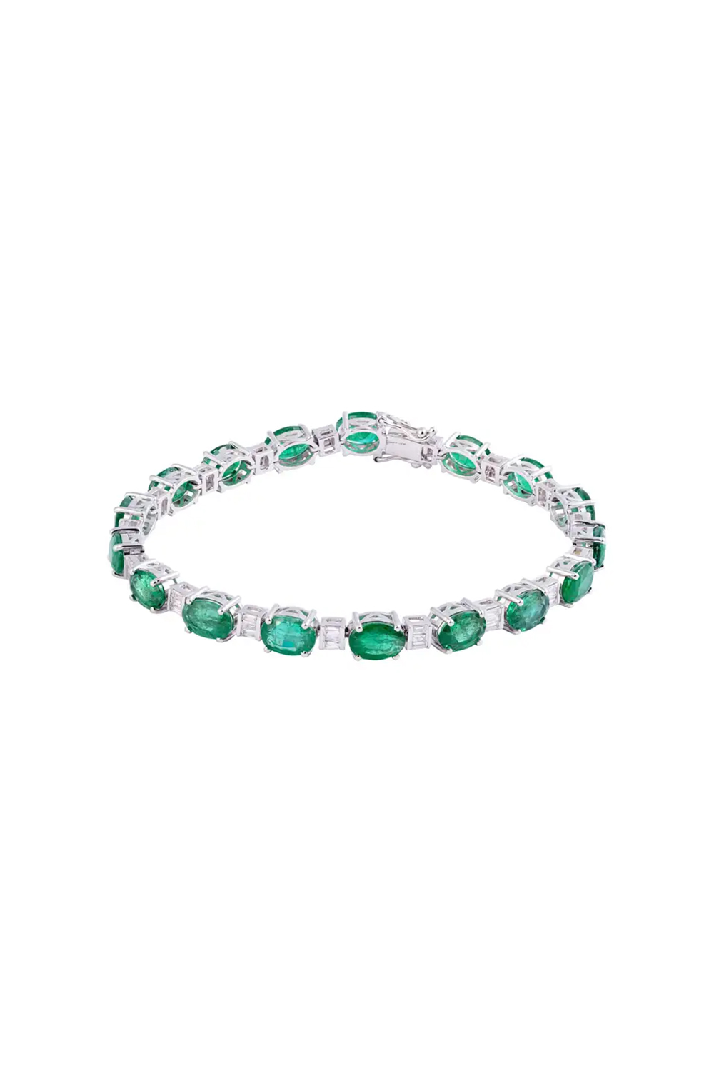 Zambian Emerald 13.06cts Tennis Bracelet with Diamonds 0.74cts and 14k Gold