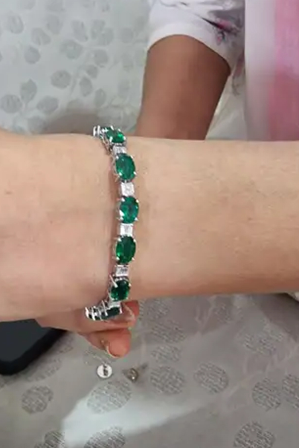 Zambian Emerald 13.06cts Tennis Bracelet with Diamonds 0.74cts and 14k Gold