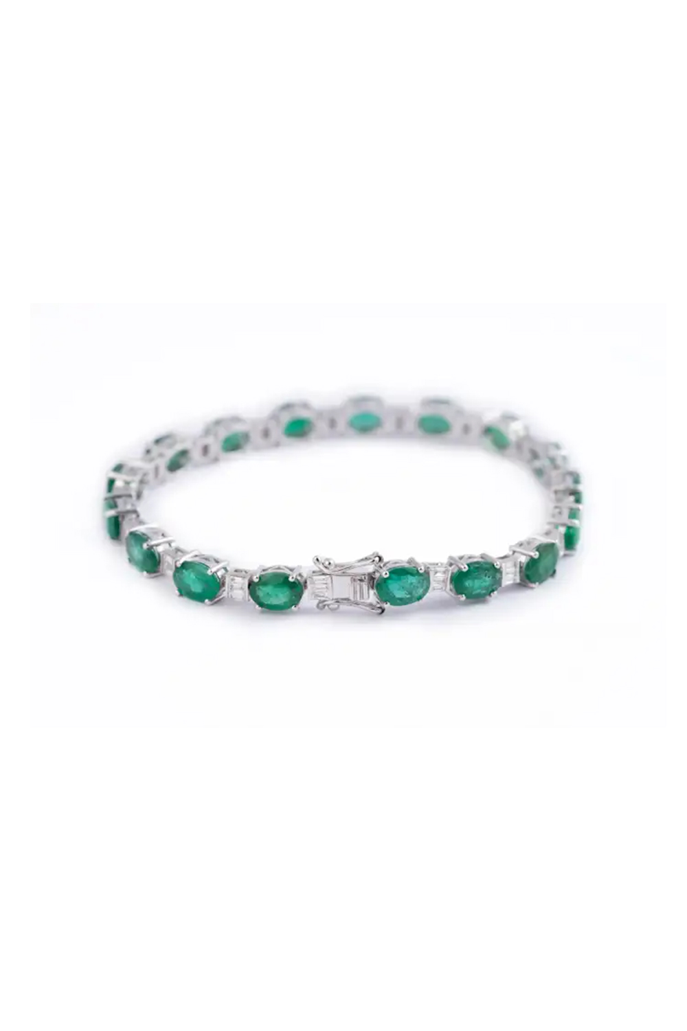 Zambian Emerald 13.06cts Tennis Bracelet with Diamonds 0.74cts and 14k Gold