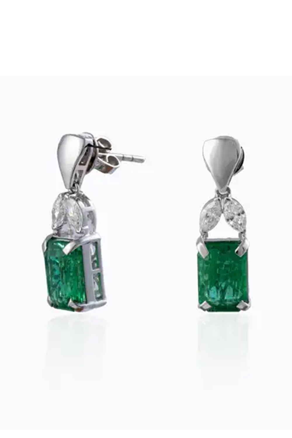 Natural Zambian emerald 5.40cts &0.64cts Diamond Earrings 14k Gold