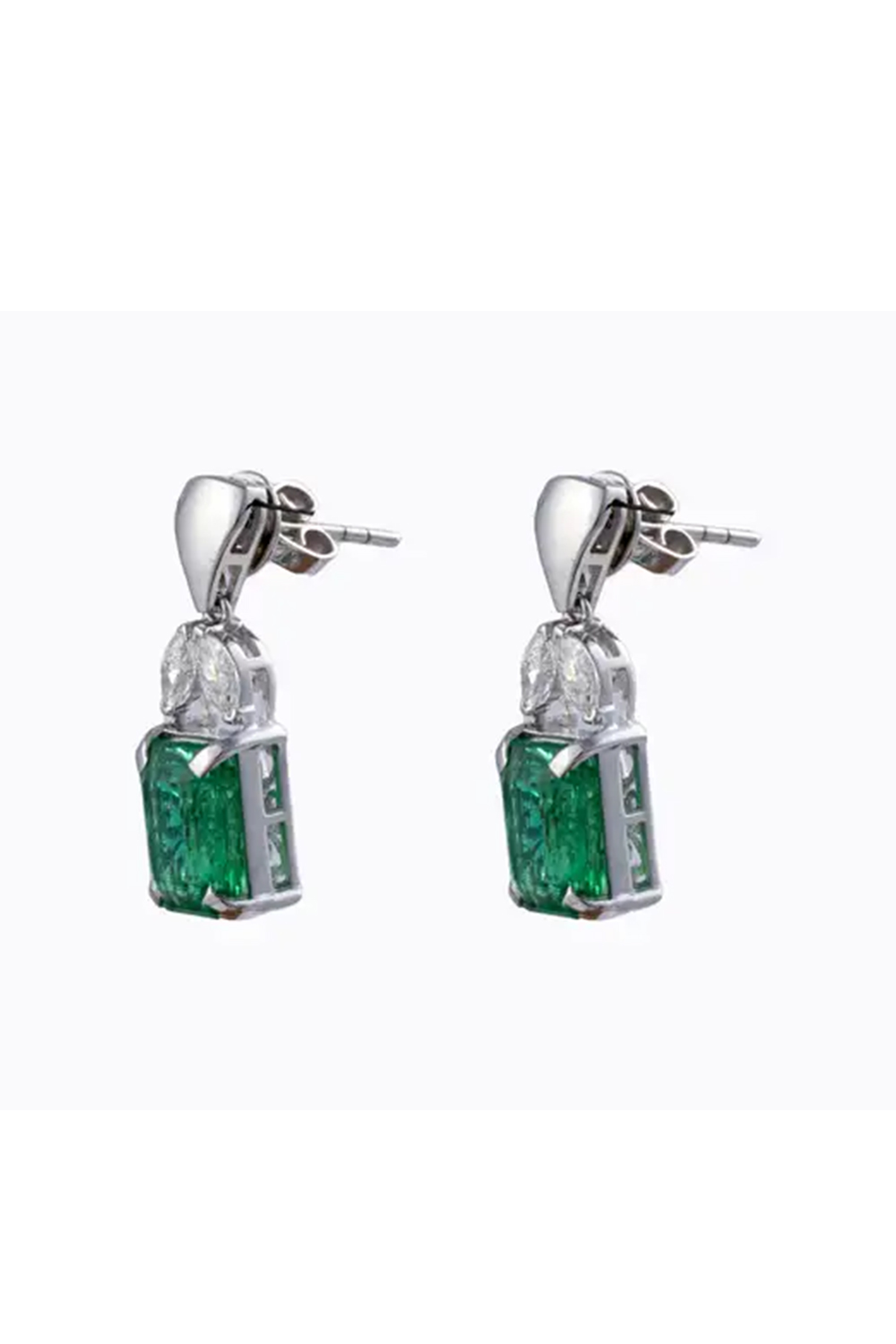 Natural Zambian emerald 5.40cts &0.64cts Diamond Earrings 14k Gold