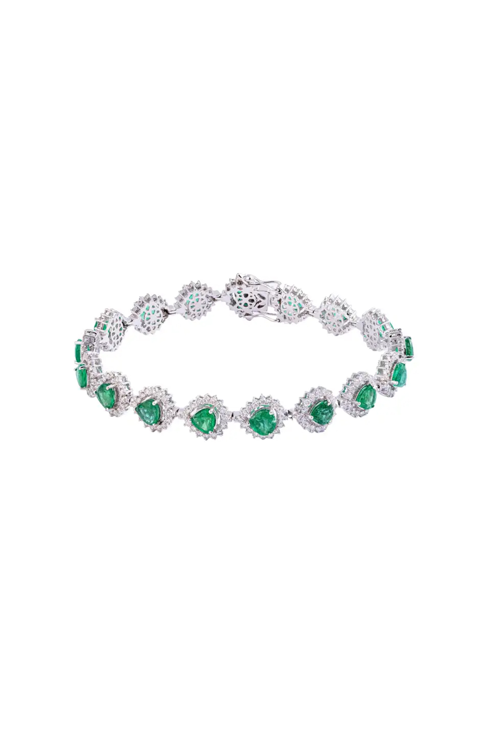 7.42cts Zambian Emerald Tennis Bracelet with 3.00cts Diamonds and 14k Gold