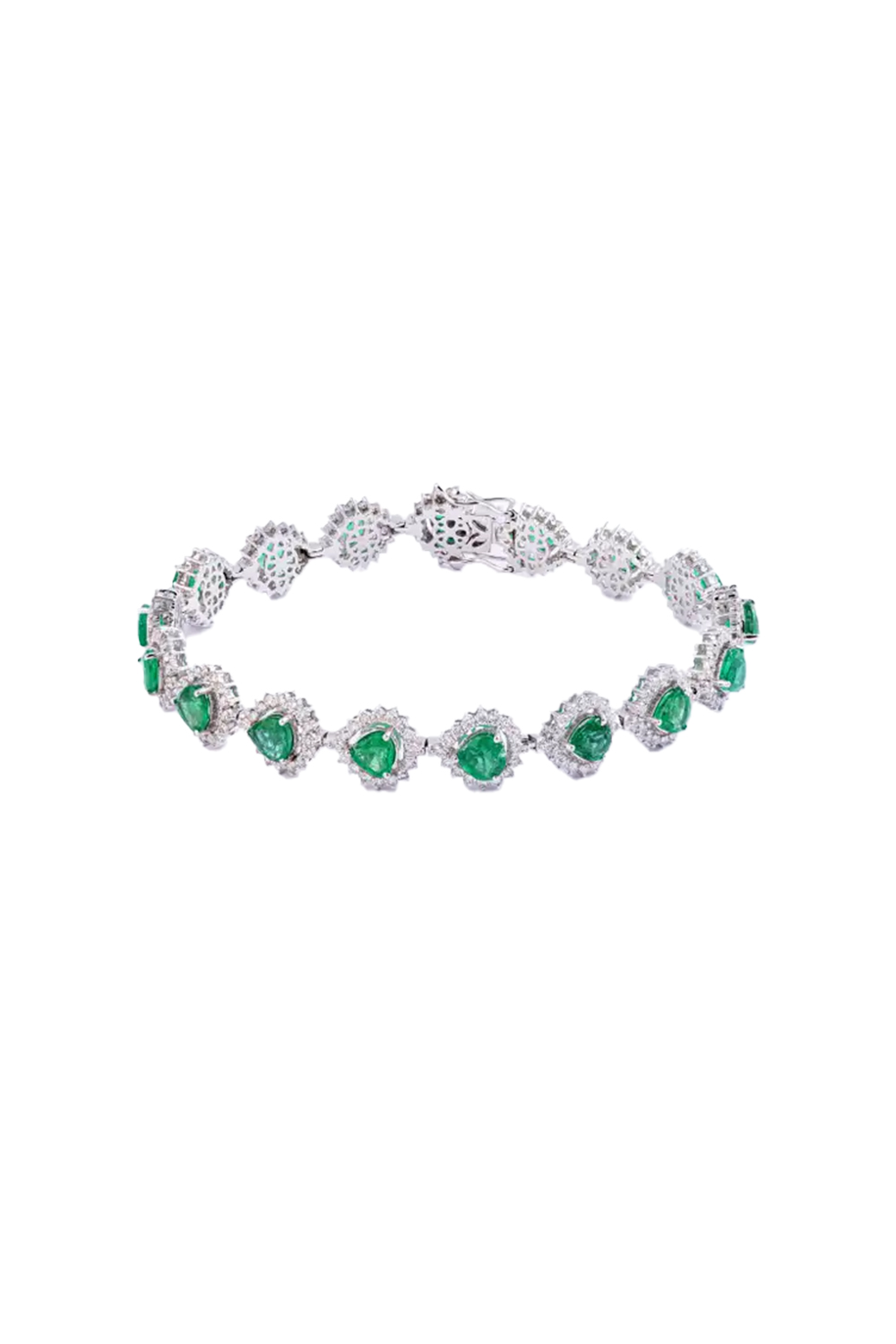 7.42cts Zambian Emerald Tennis Bracelet with 3.00cts Diamonds and 14k Gold