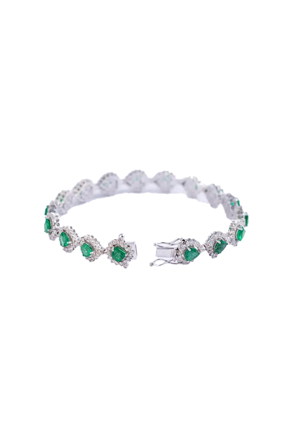 Zambian Emerald 13.06cts Tennis Bracelet with Diamonds 0.74cts and 14k Gold