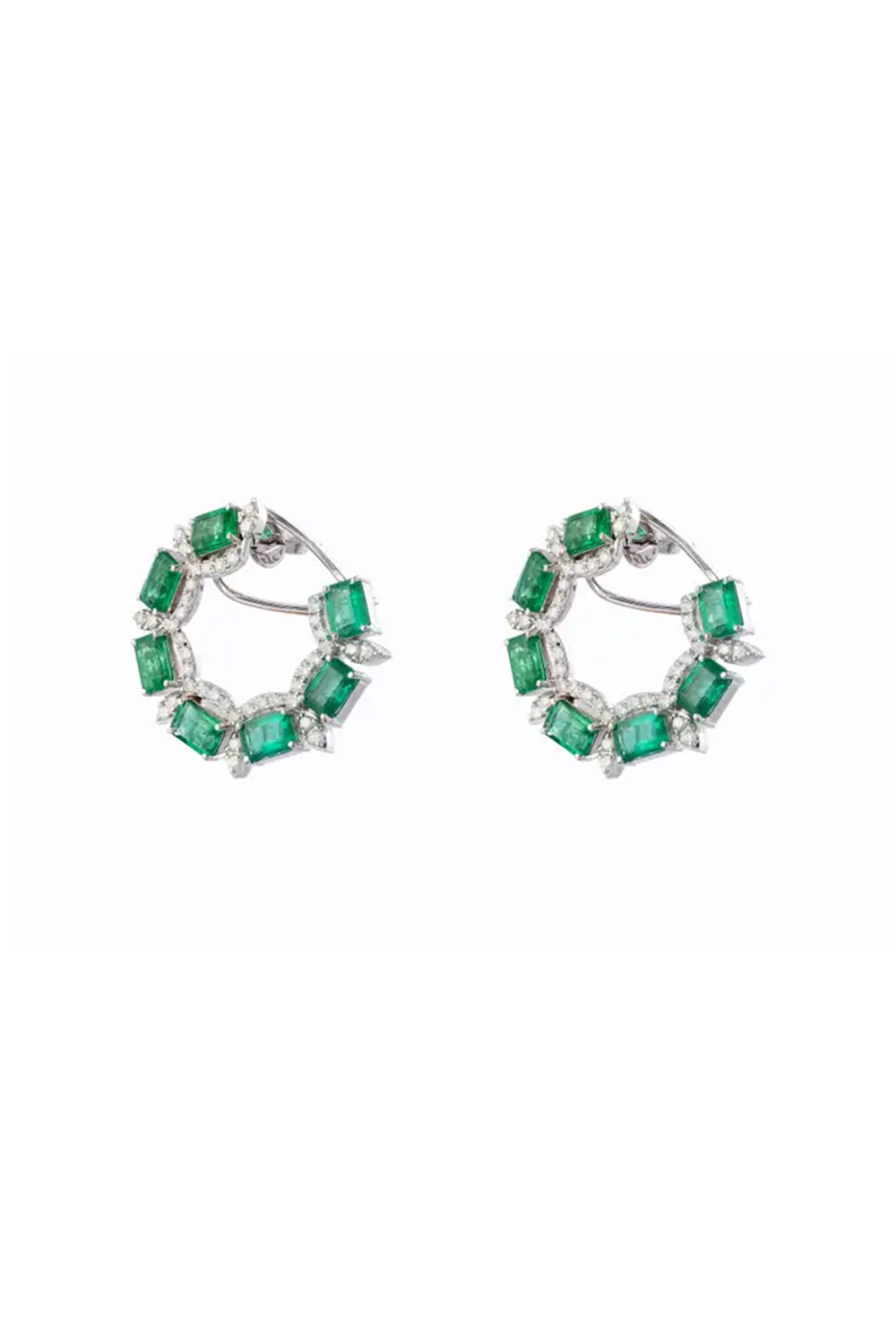 Natural Zambian Emerald 13.04cts &2.25cts Diamond Earring in 14k Gold