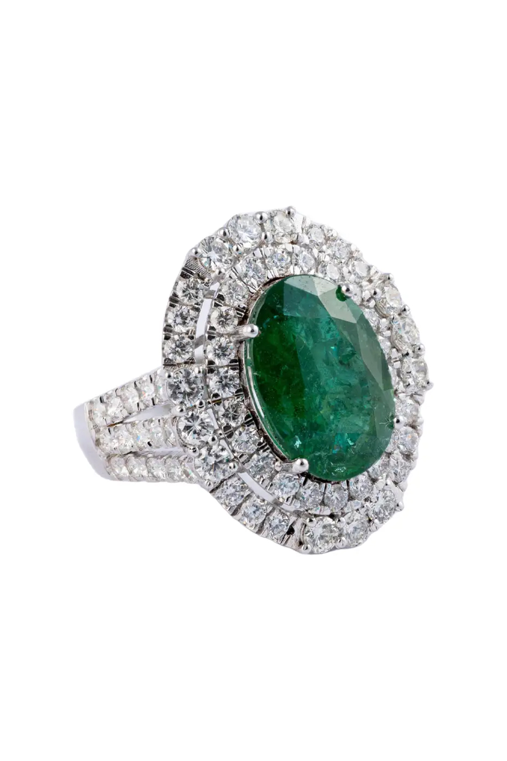 Natural Zambian Emerald 5.97cts with Diamonds 2.74cts ring and 14k Gold