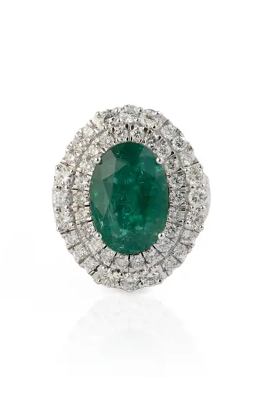 Natural Zambian Emerald 5.97cts with Diamonds 2.74cts ring and 14k Gold