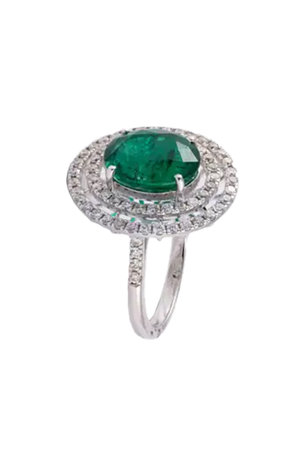 Natural Zambian Emerald 5.97cts with Diamonds 2.74cts ring and 14k Gold