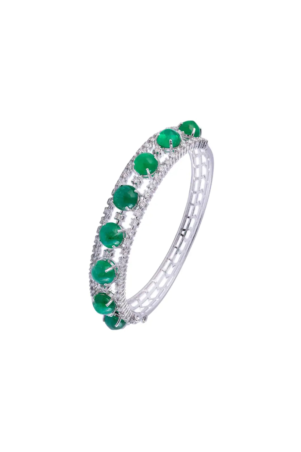 Natural Zambian Emerald 15.18cts and 1.59cts Diamond Bracelet in 14k Gold