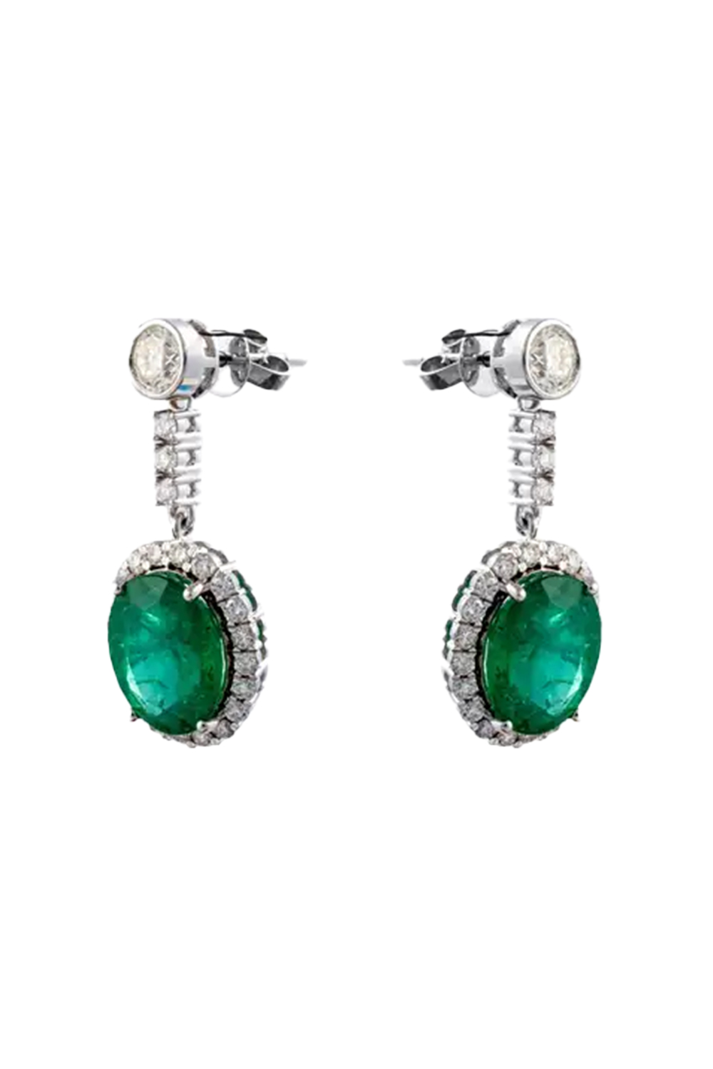 Natural Zambian Emerald 9.65cts with 2.42cts Diamond earring and 14k Gold