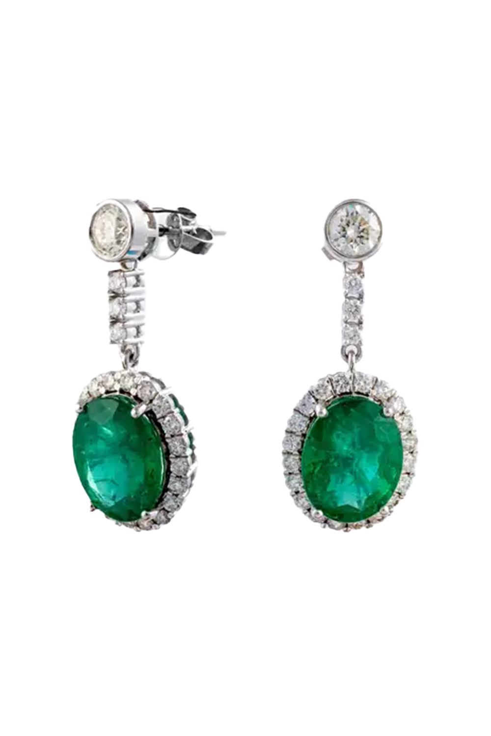 Natural Zambian Emerald 9.65cts with 2.42cts Diamond earring and 14k Gold