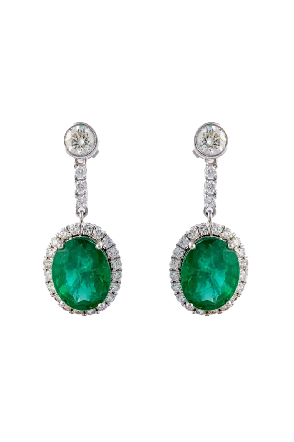 Natural Zambian Emerald 9.65cts with 2.42cts Diamond earring and 14k Gold