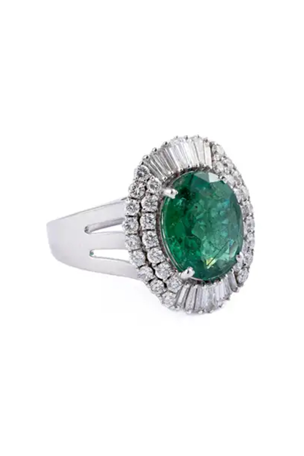 Natural Zambian Emerald 4.54 cts with Diamonds 1.47cts ring and 14k Gold