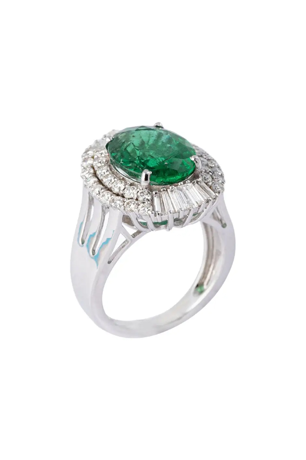 Natural Zambian Emerald 4.54 cts with Diamonds 1.47cts ring and 14k Gold