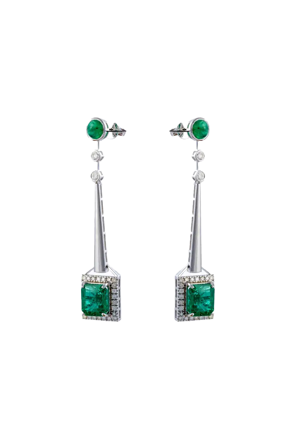 Natural Zambian Emerald 10.52cts with Diamonds 1.32cts earring and 14k Gold